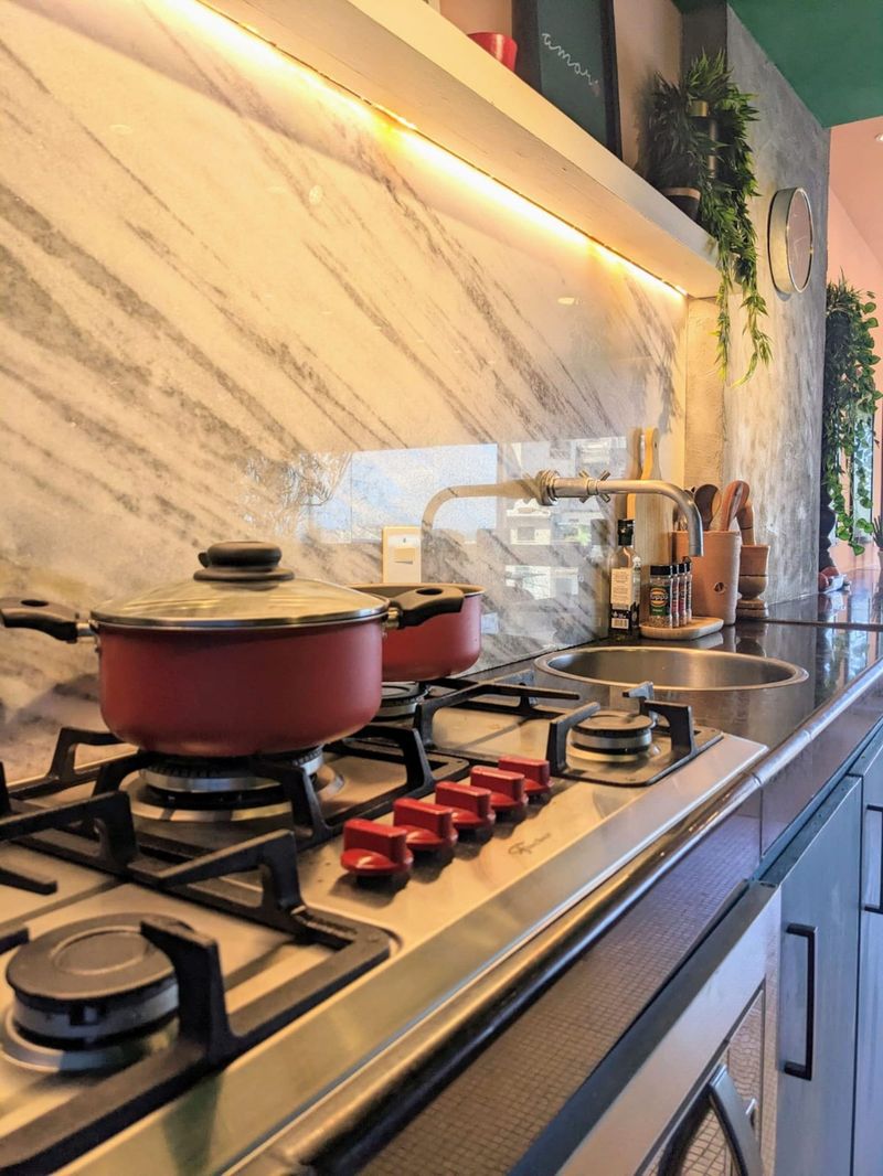 Pans on the gas hob