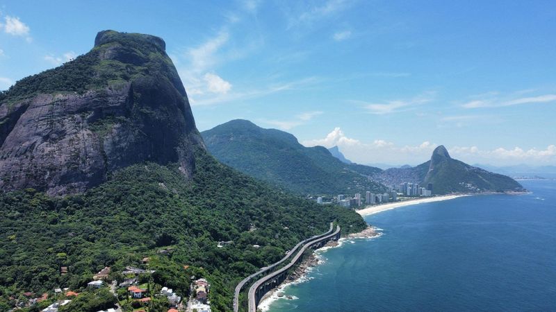 São Conrado beach between Pedra da Gávea and the Dois Irmãos